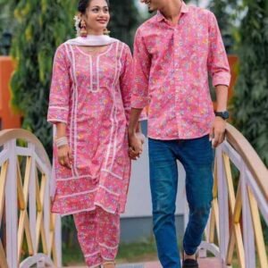 গোলাপি ম্যাচিং পায়জামা+জামা+শার্ট