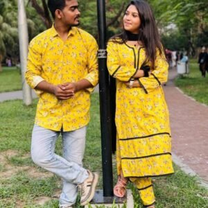 হলুদ ম্যাচিং পায়জামা+জামা+শার্ট