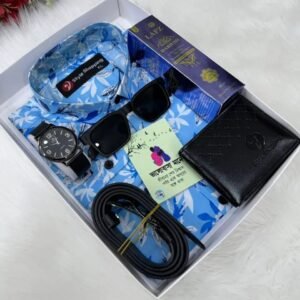 আকাশি শার্ট কম্বো সেট, ঘড়ি, মানিব্যাগ, পারফিউম, বেল্ট, চশমা ও চিরকুট ১