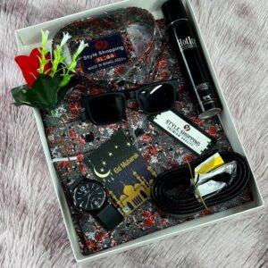 কালো কালার শার্ট কম্বো সেট, ঘড়ি, মানিব্যাগ, পারফিউম, বেল্ট, চশমা ও চিরকুট New